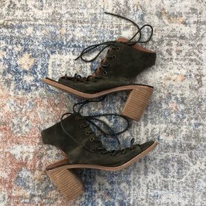 Jeffrey Campbell lace up peep toe bootie